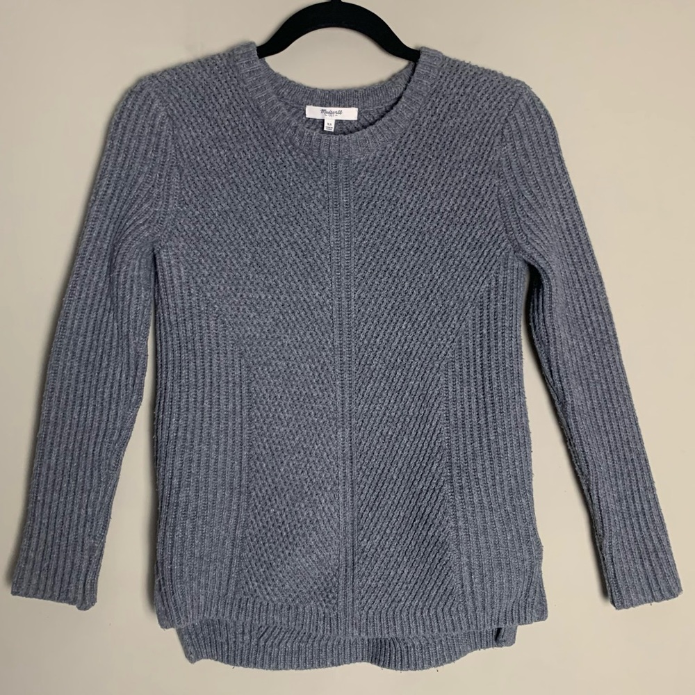 Madewell Gray Hexcomb Texture Cotton Sweater XS